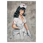 Bettie Page Nurse Bettie Fabric Poster Wall Hanging